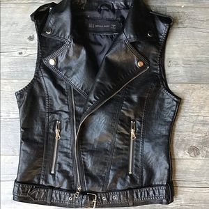 Moto Biker Faux Leather Vest